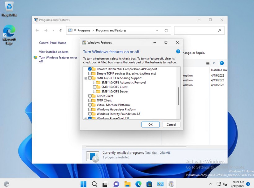 Win11:禁用SMB1傳輸協議,默認預裝應用大小約1.6GB Win11:禁用SMB1傳輸協議,默認預裝應用大小約1.6GB