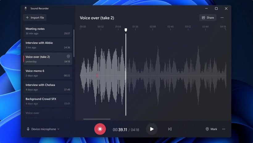 Win11更新:錄音機應用程序,預覽版22616.100 Win11更新:錄音機應用程序,預覽版22616.100